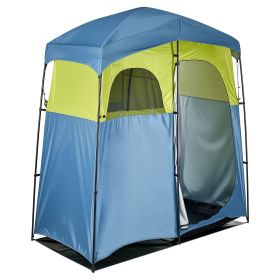 Camping Shower Tent, 2-Room Portable Privacy Tent Changing Room with Shower Bag, Ground Stakes, Ropes, Carry Bag, and Support Poles